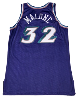 1998-99 Karl Malone Game Used Utah Jazz Road Jersey (Trainer LOA) 